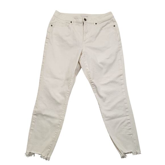 Loft Jeans Women's 31/12 Ivory White High Rise Curvy Skinny Crop Distressed - Picture 2 of 7